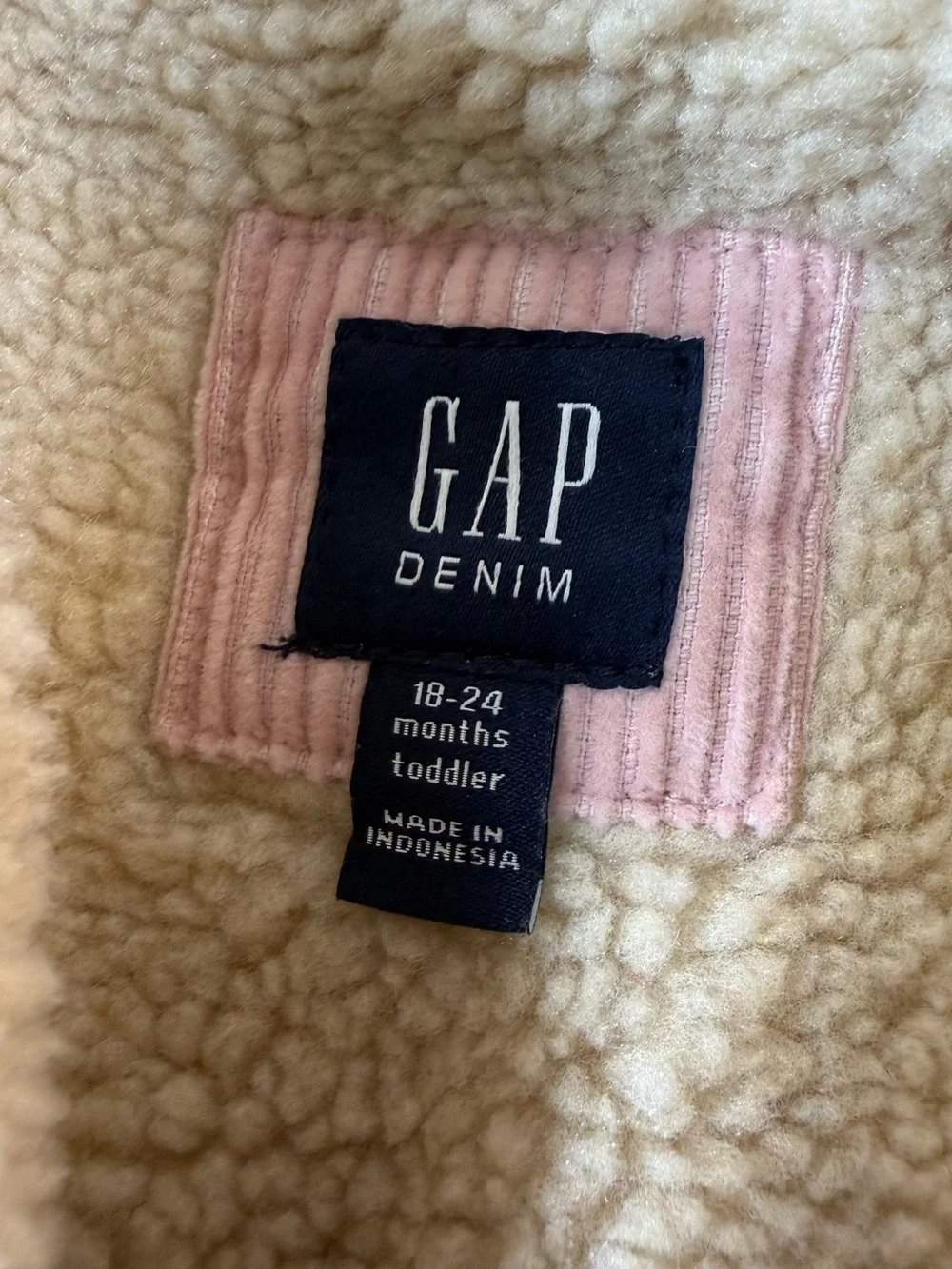 NWT BABY GAP Girls Sherpa Lined Corduroy Trucker Jacket 18-24m Western Cowgirl